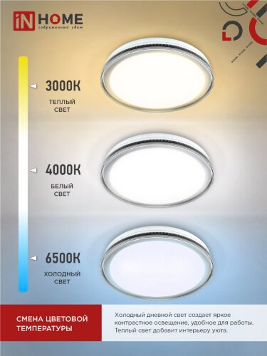 Светильник светодиодный COMFORT LEGION 75Вт 230В 3000-6500K 6000Лм 490x85мм с пультом ДУ IN HOME - Фото 2