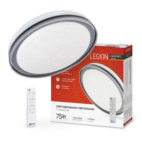 Светильник светодиодный COMFORT LEGION 75Вт 230В 3000-6500K 6000Лм 490x85мм с пультом ДУ IN HOME - Фото