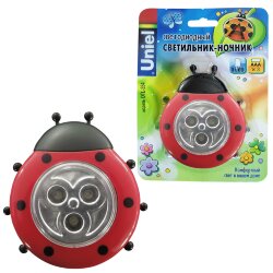 DTL-354 Божья Коровка-Red-3LED-3AAA Cветильник-ночник Божья Коровка.питание от 3-х батареек AAA в комплект не входят, Цвет красный, Упаковка блистер