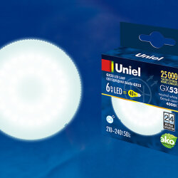 LED-GX53-6W-NW-GX53-FR PLZ01WH Лампа светодиодная, матовая, Белый свет.