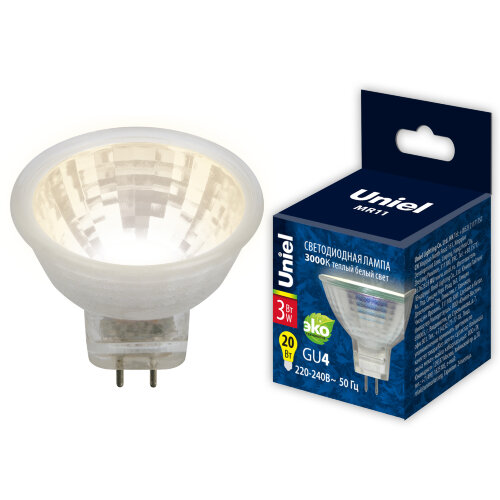 LED-MR11-3W-WW-GU4-220V GLZ21TR Лампа светодиодная, 220V, Прозрачная, Теплый белый свет 3000K. - фото 3