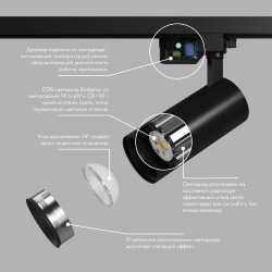 Трековый светильник SOLID KOPER, 135мм, d60, 220V, LED 4000K, 15W, IP20, черный, алюминий, Denkirs DK6452-BK