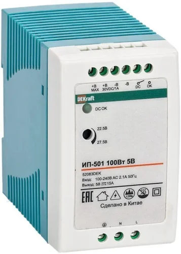 Источник питания импульсный 100Вт 12В 7.5А ИП-501 DEKraft 52084DEK - фото