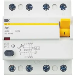 Выключатель дифференциального тока (УЗО) 4п 50А 30мА тип AC ВД1-63 KARAT IEK MDV10-4-050-030
