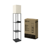 Светильник напольный этажерка ТНО 10USB-Е27-NB USB-C розетка, бежевый абажур, черный корпус IN HOME - Фото