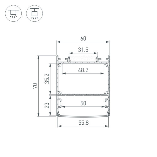 Профиль LINE-6070-2000 ANOD BLACK (Arlight, Алюминий) - фото 6