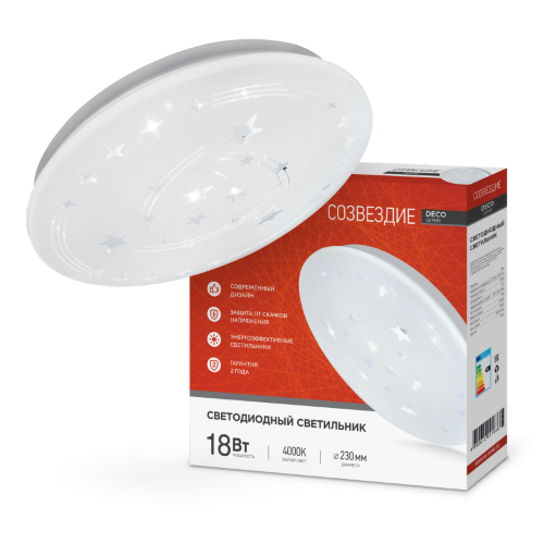 Светильник светодиодный серии DECO СОЗВЕЗДИЕ 18Вт 230В 4000К 1620Лм 260х55мм IN HOME - Фото