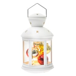 ULD-L1220-012-TTB-WW WHITE Фонарь со светодиодной гирляндой внутри, на батарейке в комплект не входит, 12 светодиодов, Теплый белый свет, Режим мерцания, Белый корпус, 12x20 см.