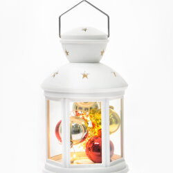 ULD-L1220-012-TTB-WW WHITE Фонарь со светодиодной гирляндой внутри, на батарейке в комплект не входит, 12 светодиодов, Теплый белый свет, Режим мерцания, Белый корпус, 12x20 см.