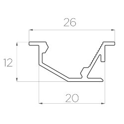 Профиль врезной алюминиевый LC-LPV-1226-2 Anod