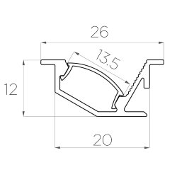 Профиль врезной алюминиевый LC-LPV-1226-2 Anod
