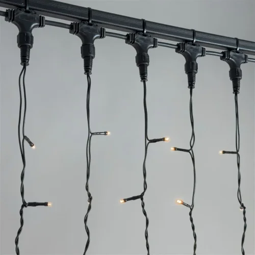 Гирлянда Занавес 2 x 2 м Экстра Тепло-Белый 220В, 400 LED, Провод Черный ПВХ, IP54. Фото 2.