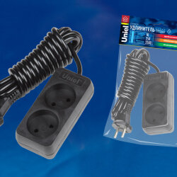 S-CD2-3 BLACK Удлинитель серии Standart, шнур 3м., 2 гнезда, б-з, Черный.