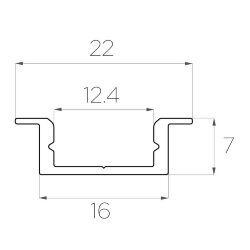 Профиль чёрный врезной алюминиевый анодированный LC-LPV-0722-2