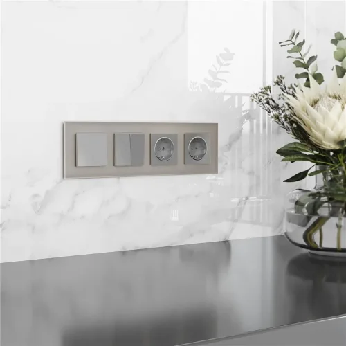 Рамка из стекла на 4 поста Senso дымчатый soft-touch W0043117 - фото 2