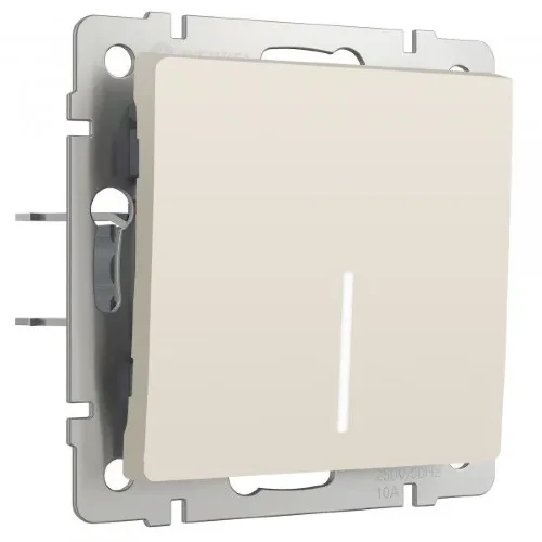 Выключатель одноклавишный проходной с подсветкой (айвори матовый) W1112162 - фото