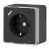 Розетка с заземлением, шторками и USB тип A+C Gallant чёрный хром W5071735 - фото