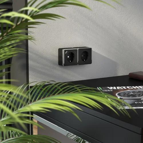 Розетка с заземлением, шторками и USB тип A+C Gallant чёрный хром W5071735 - фото 2