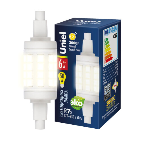 LED-J78-6W/WW/R7s/CL PLZ06WH Лампа светодиодная. Прозрачная. Теплый белый свет. - фото
