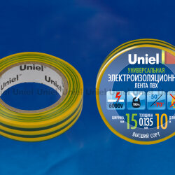 UIT-135P 10-15-01 YGR Изоляционная лента Uniel 10м, 15мм, 0.135мм, 1шт, цвет Желто-Зеленый