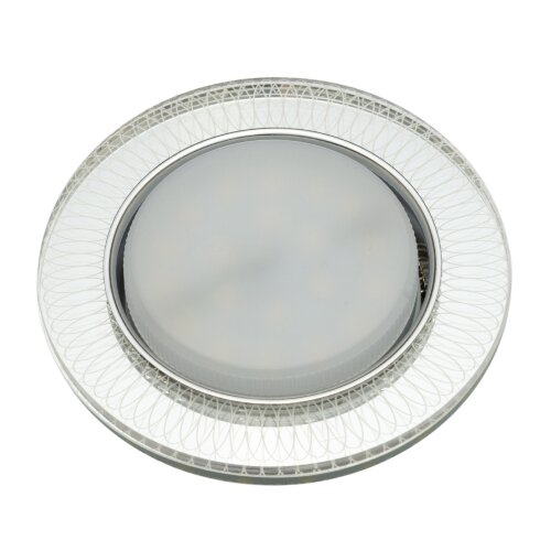 DLS-L155 GX53 GLASSY-CLEAR 3D Светильник декоративный встраиваемый, серия Luciole, Без лампы, цоколь GU5.3, Доп, светодиодная подсветка 4Вт, Металл-стекло, Зеркальный-Прозрачный, эффект 3D - фото 1