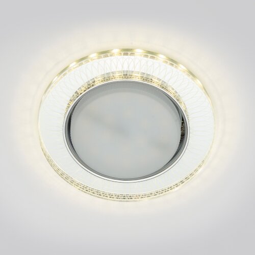 DLS-L155 GX53 GLASSY-CLEAR 3D Светильник декоративный встраиваемый, серия Luciole, Без лампы, цоколь GU5.3, Доп, светодиодная подсветка 4Вт, Металл-стекло, Зеркальный-Прозрачный, эффект 3D - фото 2