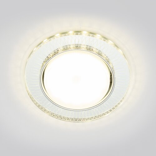 DLS-L155 GX53 GLASSY-CLEAR 3D Светильник декоративный встраиваемый, серия Luciole, Без лампы, цоколь GU5.3, Доп, светодиодная подсветка 4Вт, Металл-стекло, Зеркальный-Прозрачный, эффект 3D - фото 3