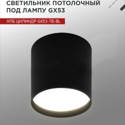 Светильник потолочный НПБ ЦИЛИНДР-GX53-TB-BL под лампу GX53 90х90мм черный IN HOME