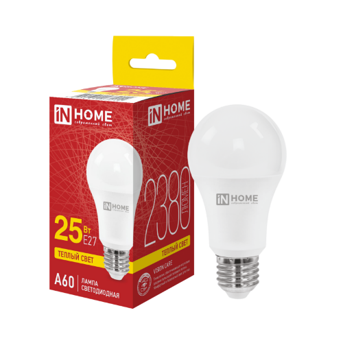 Лампа светодиодная LED-A60-VC 25Вт 230В Е27 3000К 2380Лм IN HOME - Фото