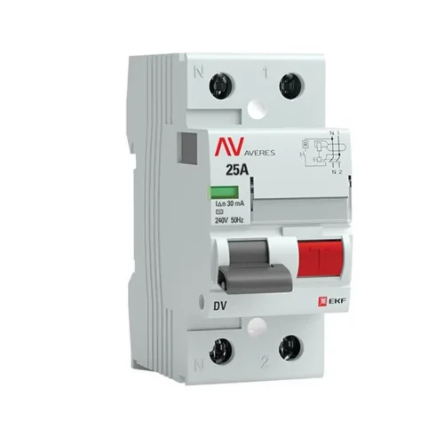 Выключатель дифференциального тока (УЗО) 2п 25А 30мА тип AC DV AVERES EKF rccb-2-25-30-ac-av - фото