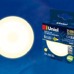 LED-GX53-6W-WW-GX53-FR PLZ01WH Лампа светодиодная, матовая, Теплый белый свет.