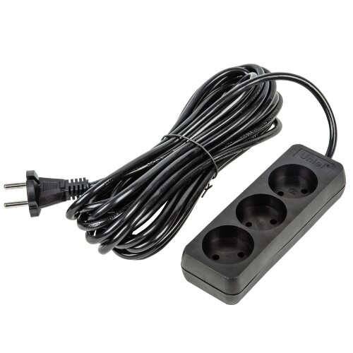 S-CU3-7 BLACK Удлинитель серии Ultra, шнур 7м., 3 гнезда, 10A, б-з, Черный, TM Uniel - фото 1