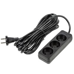 S-CU3-7 BLACK Удлинитель серии Ultra, шнур 7м., 3 гнезда, 10A, б-з, Черный, TM Uniel
