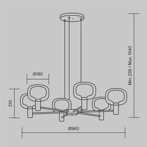 Подвесной светильник Vision E14х6 (Золото) - фото 3