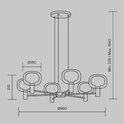 Подвесной светильник Vision E14х6 (Золото)