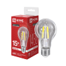 Лампа светодиодная LED-A60-deco 15Вт 230В Е27 4000К 1480Лм прозрачная IN HOME - Фото