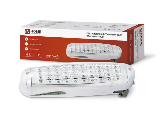 Светильник светодиодный аварийный СБА 1089С-40DC 40LED lead-acid DC IN HOME - Фото