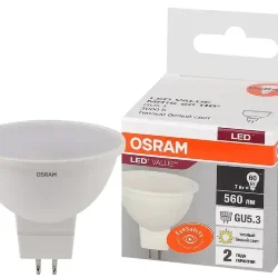 Лампа светодиодная MR16 7SW/3000K (=60W) 110° 230V GU5.3 | LED Value 2Y | - OSRAM