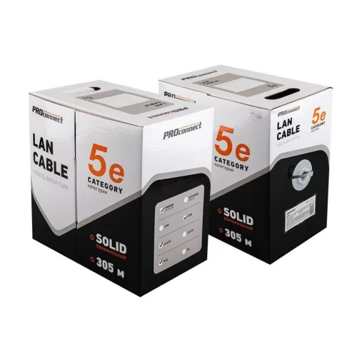 Кабель витая пара U/UTP кат.5E 4х2х24AWG solid CCA PVC сер. (м) PROCONNECT 01-0043-3 - фото 6
