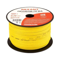 Провод ПГВА 0.75 Ж бухта (м) Rexant 01-6502
