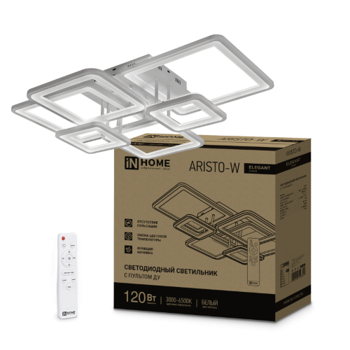 Светильник светодиодный ELEGANT ARISTO-W 120Вт 230В 3000-6500K 685х585х150мм пульт ДУ белый IN HOME - Фото 2