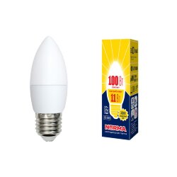 LED-C37-11W-WW-E27-FR-NR Лампа светодиодная, Форма свеча, матовая, Серия Norma, Теплый белый свет 3000K, Картон
