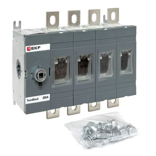Рубильник 4п 200А без рукоятки управления TwinBlock EKF tb-s-200-4p - фото 2