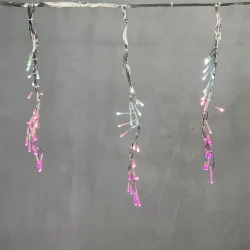 Гирлянда Бахрома с Эффектом Бегущий Огонь 1,75 x 0,4 м Бело-Розовая 24В, 320 LED, Провод Прозрачный Силикон, IP65