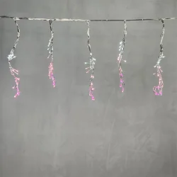 Гирлянда Бахрома с Эффектом Бегущий Огонь 1,75 x 0,4 м Бело-Розовая 24В, 320 LED, Провод Прозрачный Силикон, IP65