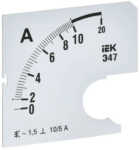 Шкала сменная для амперметра Э47 10/5А-1.5 72х72мм IEK IPA10D-SC-0010 - фото