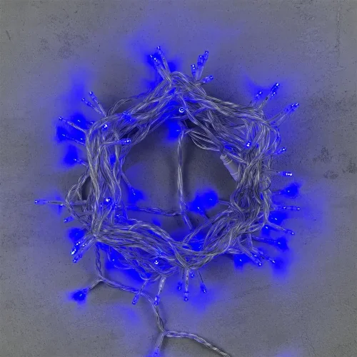Гирлянда Нить 10м Синяя 24В, 100 LED, Провод Прозрачный ПВХ, IP54. Фото 1.