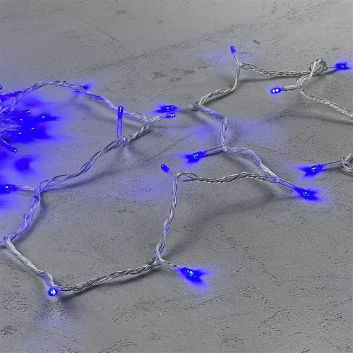 Гирлянда Нить 10м Синяя 24В, 100 LED, Провод Прозрачный ПВХ, IP54. Фото 3.