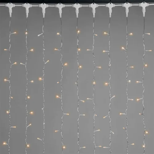 Гирлянда Занавес 2 x 3 м Экстра Тепло-Белый 220В, 600 LED, Провод Прозрачный ПВХ, IP54. Фото 1.
