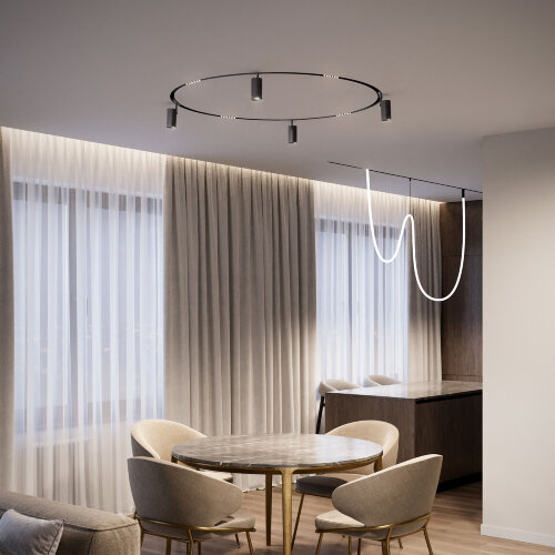 Slim Magnetic Трековый светильник для радиусного шинопровода 6W 4200K Intenso чёрный O 1200мм - Фото 3